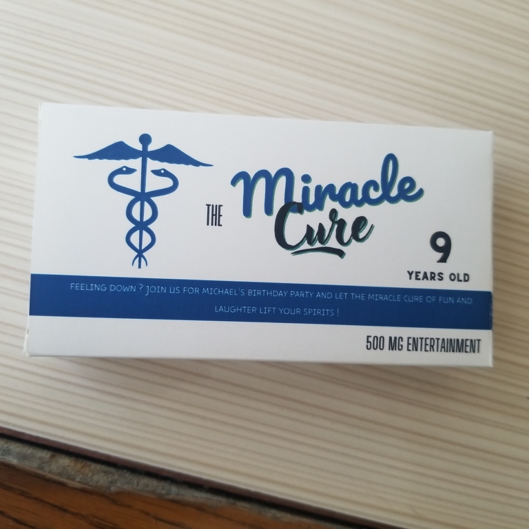The Miracle Cure ilaç kutusu davetiyesi
